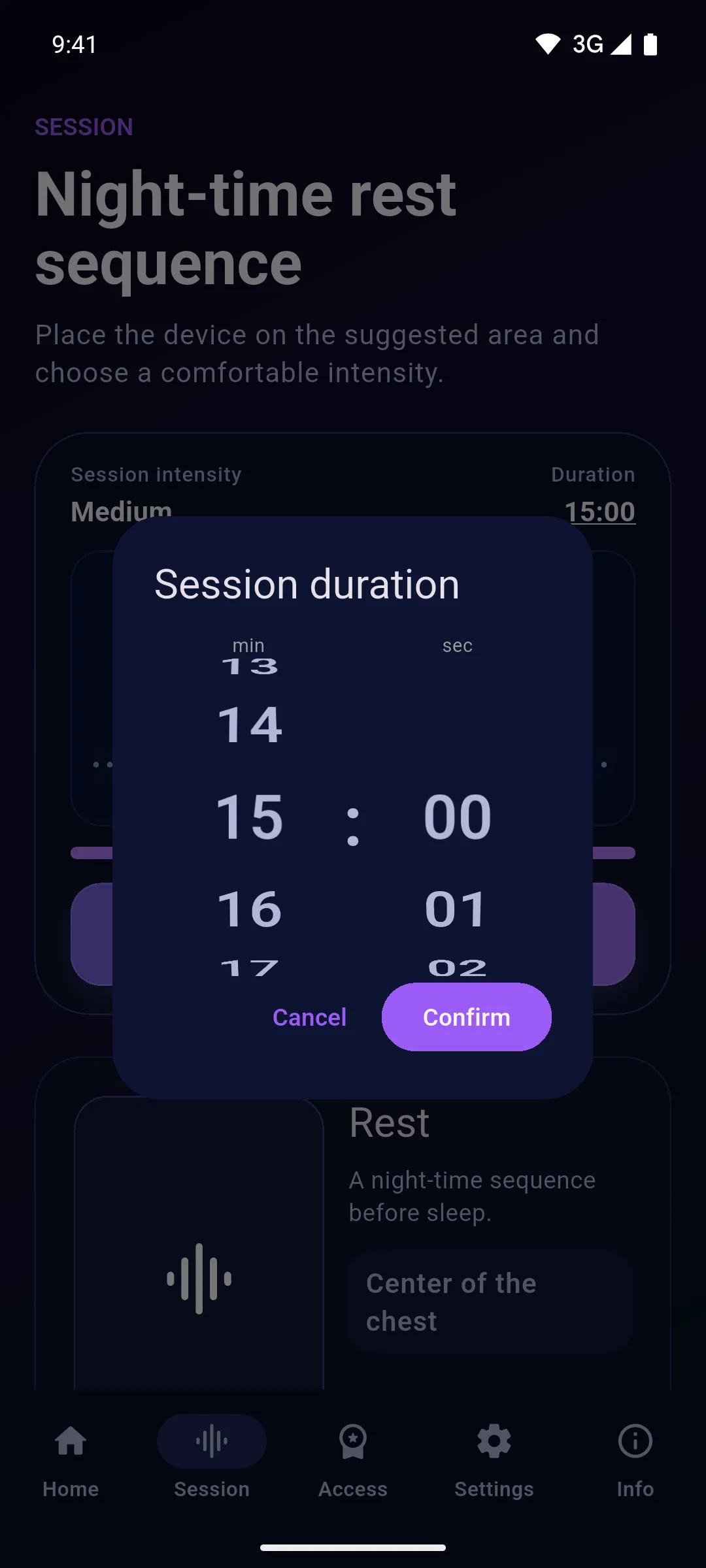 Session duration picker